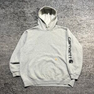 Carhartt Loose Fit Hoodie Sweatshirt Mens XL Gray Workwear Pullover